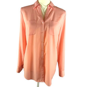 Talbot's Women's Button Up Shirt Long Sleeve Size Medium Peach Pink
